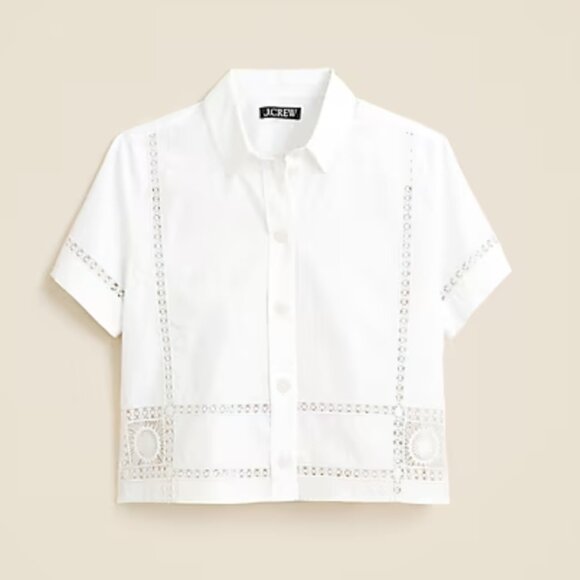 J. Crew Gamine eyelet-trim shirt Size 6 - Picture 3 of 11